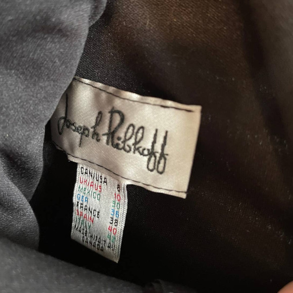 Joseph Ribkoff Beaded Neck Ruffled Sheath Dress | Black Size 8 - Picture 3 of 8